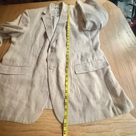 PALM BEACH Brock Natural Linen 2 Button Blazer Sport Coat Jacket Mens XL;48R EUC - Picture 10 of 12